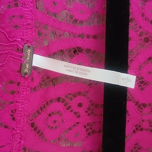 Free People Magenta Lace Mini Dress Size Small - Picture 2 of 4